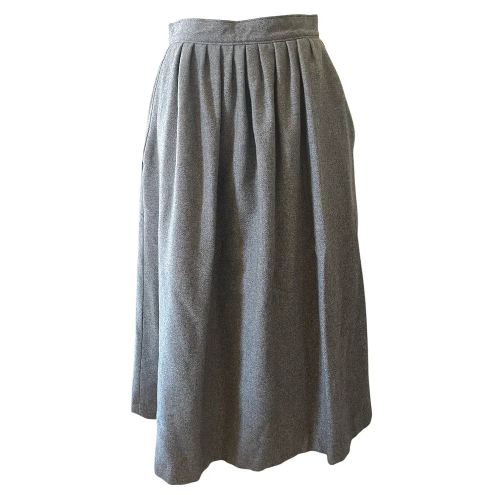 ❤️ VINTAGE Gray Wool Midi Skirt with Pockets